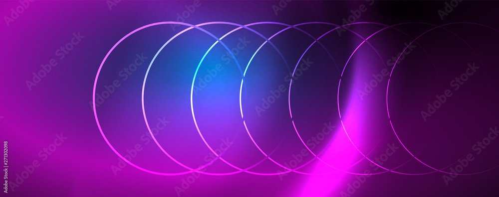 Trendy neon blue abstract design with waves and circles. Neon light glowing effect. Abstract digital background. Trendy neon blue abstract design with waves and circles. Neon light glowing effect. Abstract digital background.