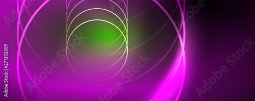 Shiny neon lines template - northern lights glowing blur lines. Futuristic style glow neon 80s disco club or night party techno template