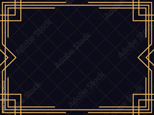 Art deco frame. Vintage linear border. Design a template for invitations, leaflets and greeting cards. The style of the 1920s and 1930s. Vector illustration