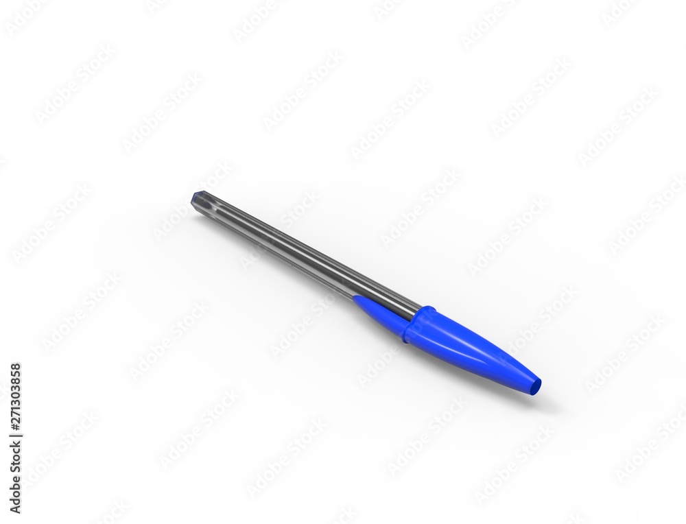 3D rendering of ballpoint pens isolated on white background. 3D rendering of ballpoint pens isolated on white background.