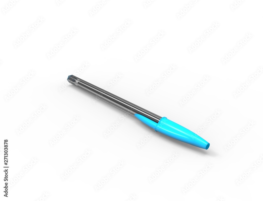 3D rendering of ballpoint pens isolated on white background. 3D rendering of ballpoint pens isolated on white background.