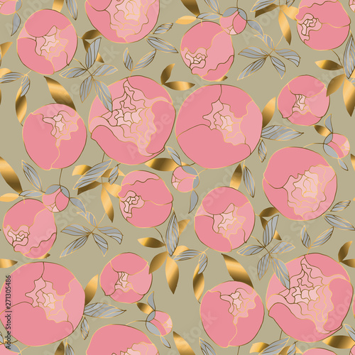 Delicate gold and rosy peon...