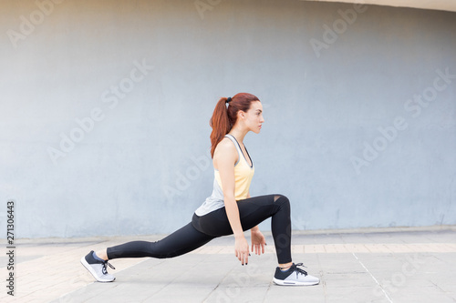 Fitness Focus Woman On Sidewalk