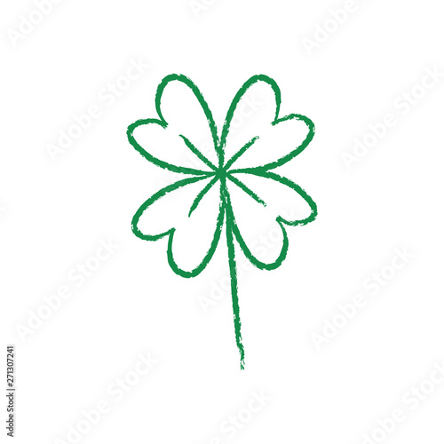Good luck hand drawn shamrock. Lucky charm doodle.
