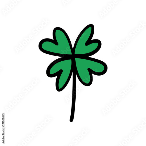 Good luck hand drawn shamrock. Lucky charm doodle.