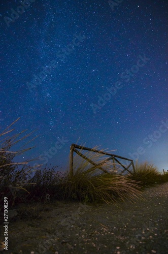Night landscape with path and starry sky © giadophoto