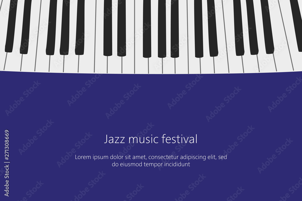 Fototapeta premium Music festival poster template with piano keys.