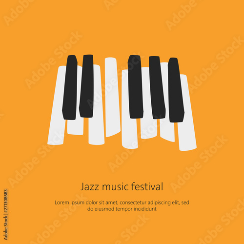 Music festival poster template with piano keys.