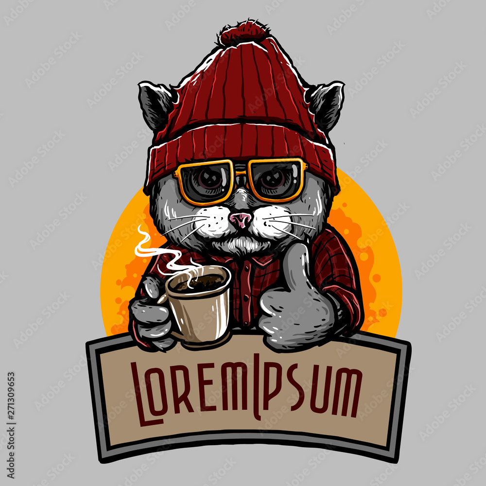 Naklejka premium coffee cat