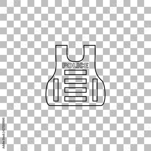 Police flak jacket or bulletproof vest icon flat