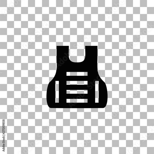 Bullet proof vest body armor suit icon flat