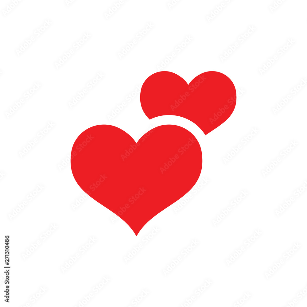Two hearts vector icon. Double heart symbol of love.