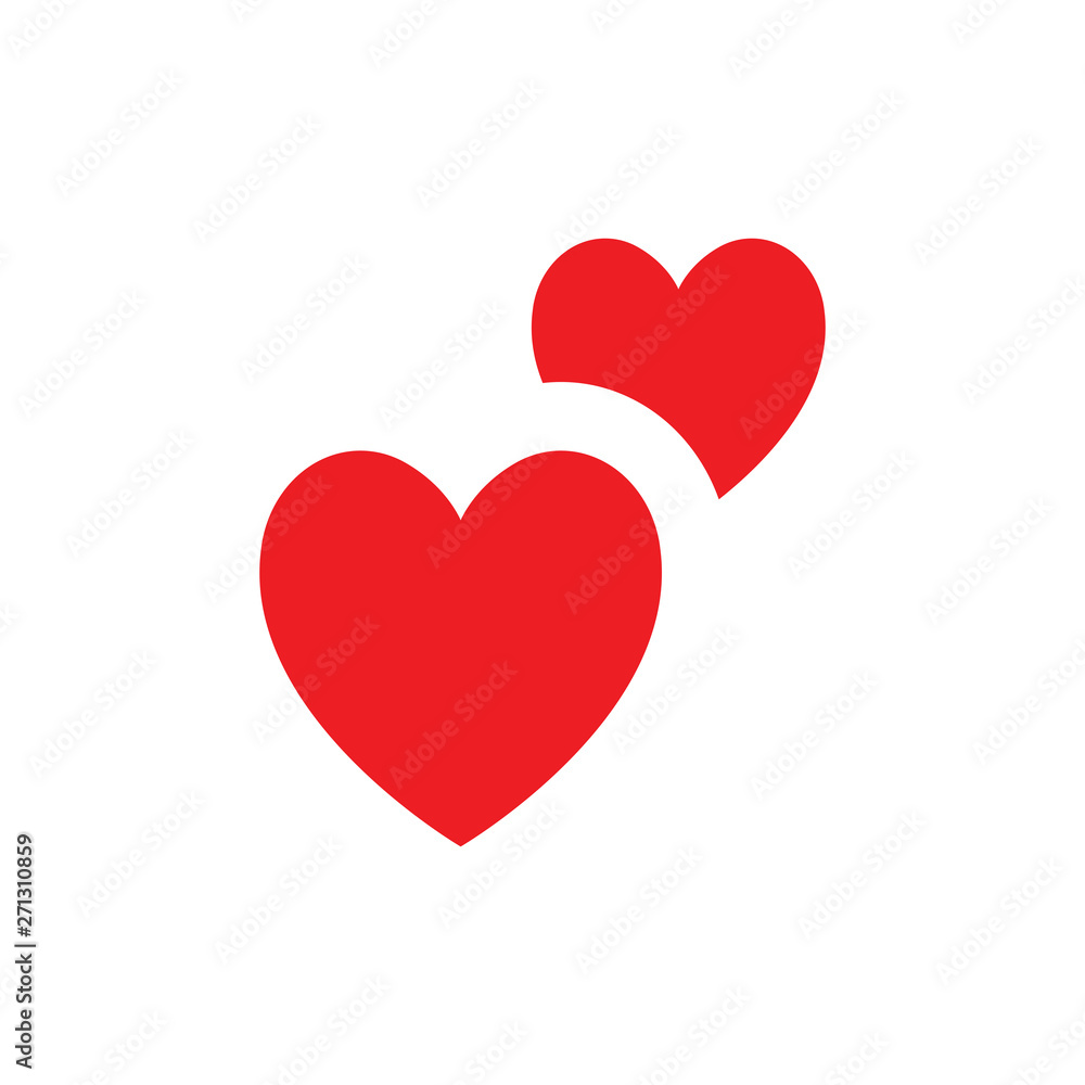 Two hearts vector icon. Double heart symbol of love.
