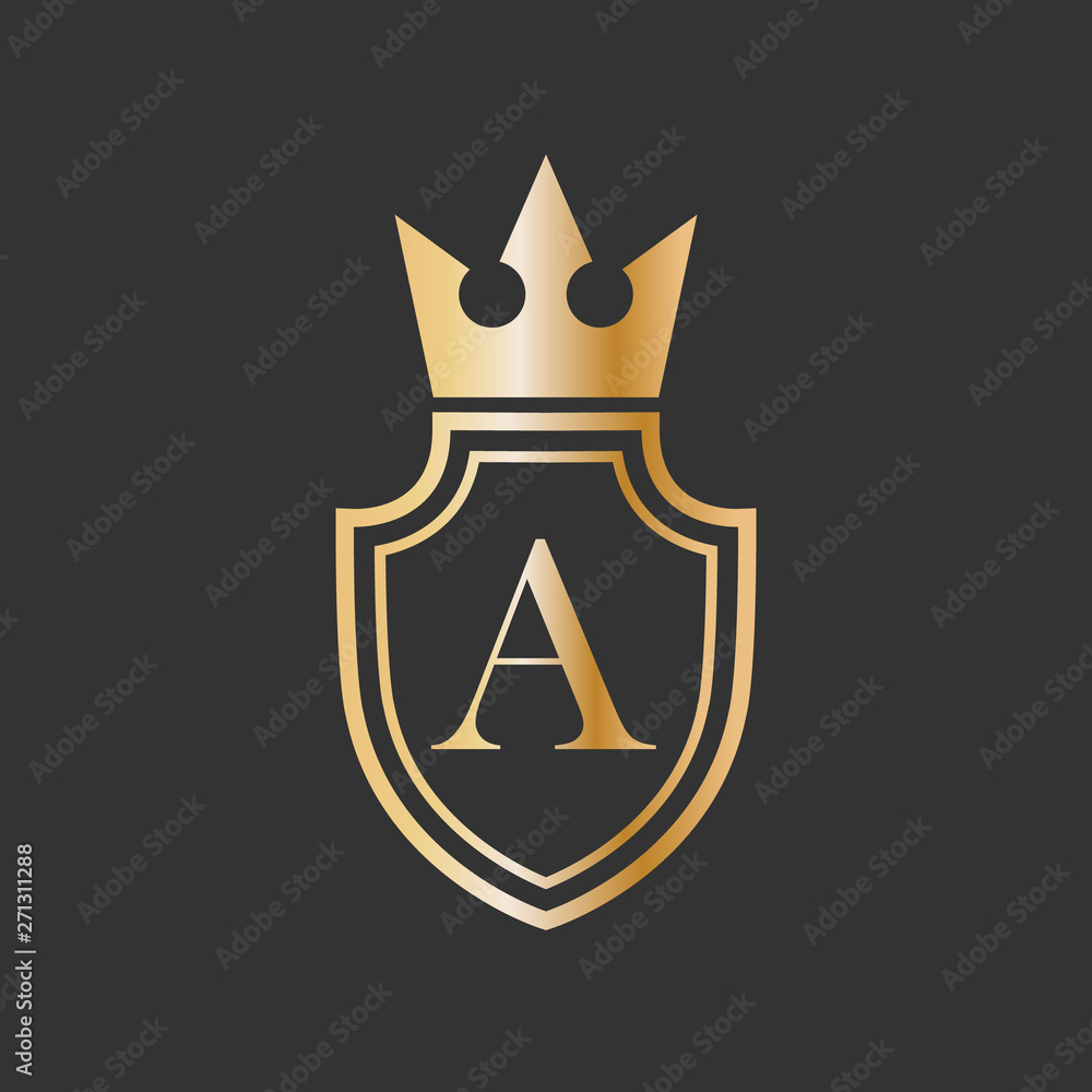 vector illustration shield crown and letter icon logo design vector illustration shield crown and letter icon logo design
