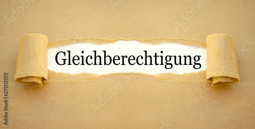 Brown paper work with the german word for equality