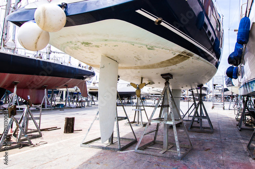 boat maintenance at the shipyard photo