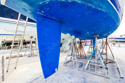 Billede på lærred boat maintenance at the shipyard