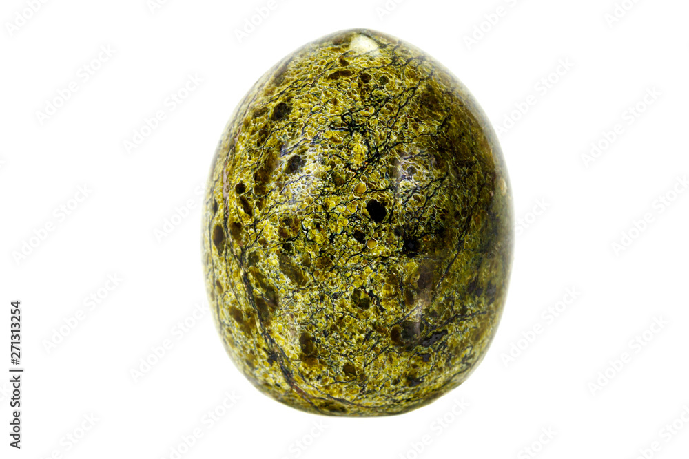 Macro stone Serpentine mineral on white background Macro stone Serpentine mineral on white background