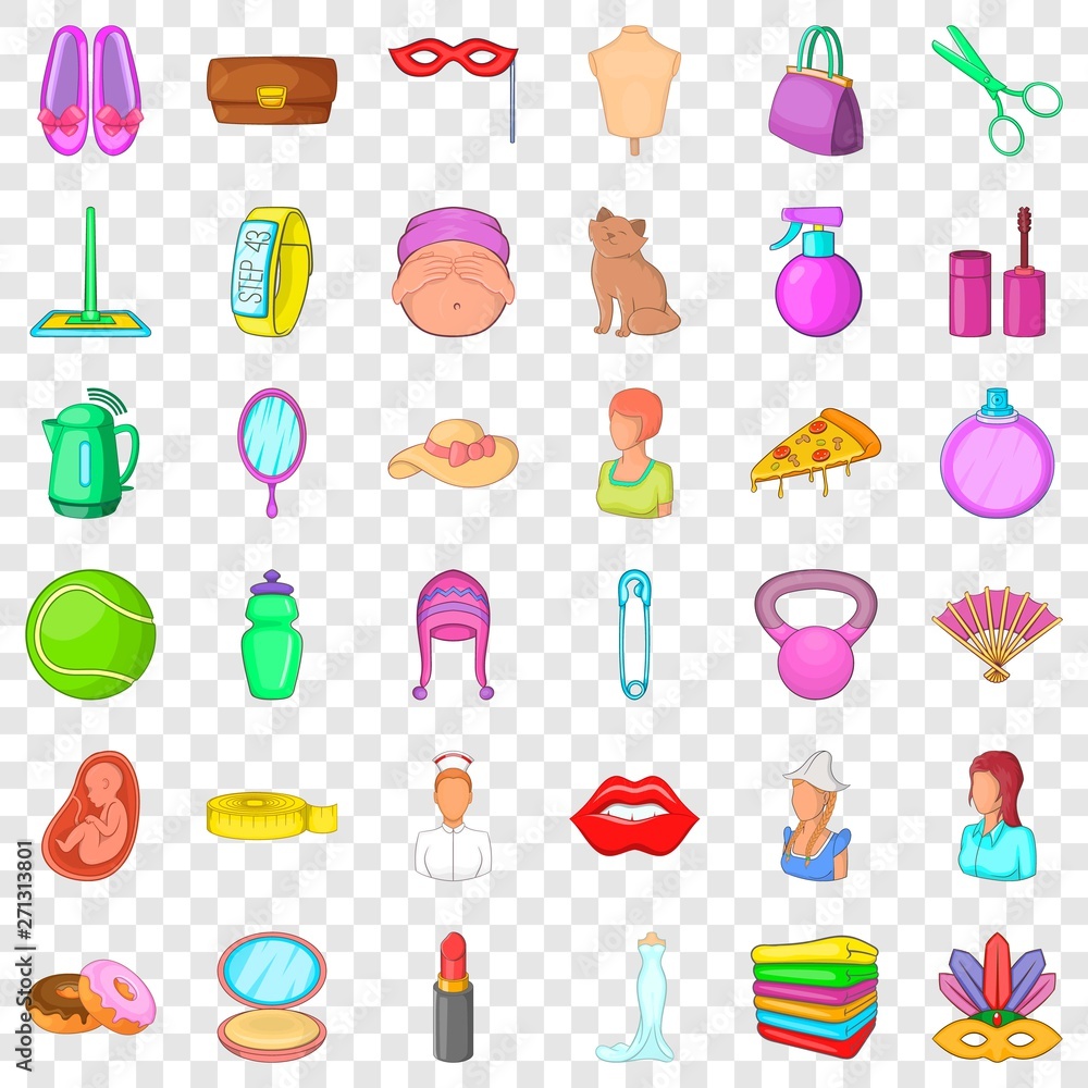 Salon icons set. Cartoon style of 36 salon vector icons for web for any design