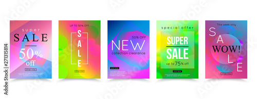 Set of colorful gradients sale banners. Vector illustration