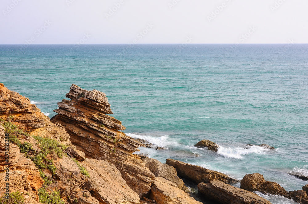 Calas de Roche. Beautiful seascape with cliffs near Conil de la Frontera. Cádiz, Spain Calas de Roche. Beautiful seascape with cliffs near Conil de la Frontera. Cádiz, Spain