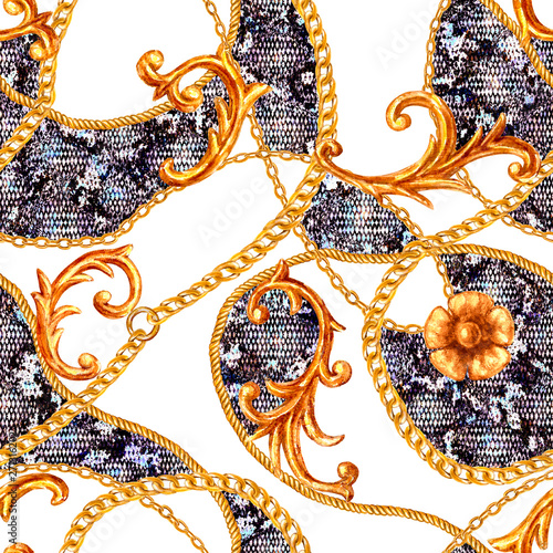 Golden baroque chain glamou...