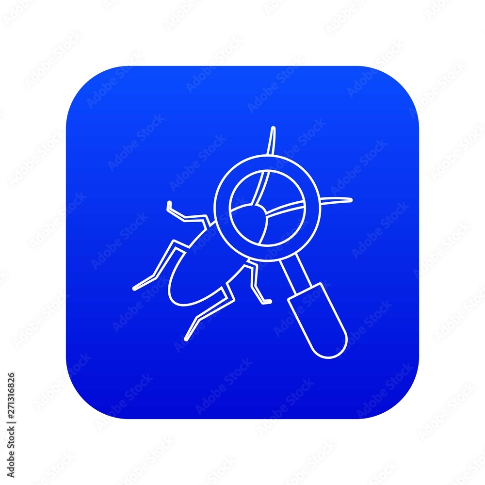 Search insect icon blue vector isolated on white background Search insect icon blue vector isolated on white background