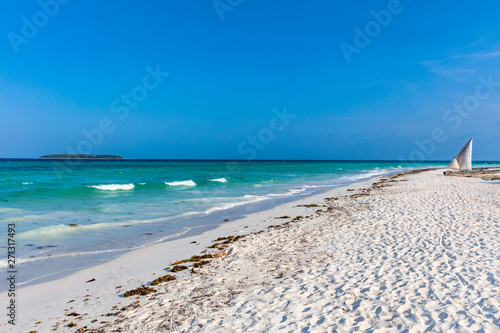 Fototapeta Naklejka Na Ścianę i Meble -  Muyuni white sand beach   in Unguja aka Zanzibar Island Tanzania East Africa