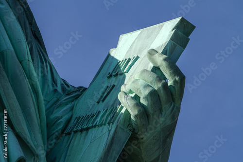 statue of liberty tablet inscription close up - july 4th IV 1776 MDCCLXXVI