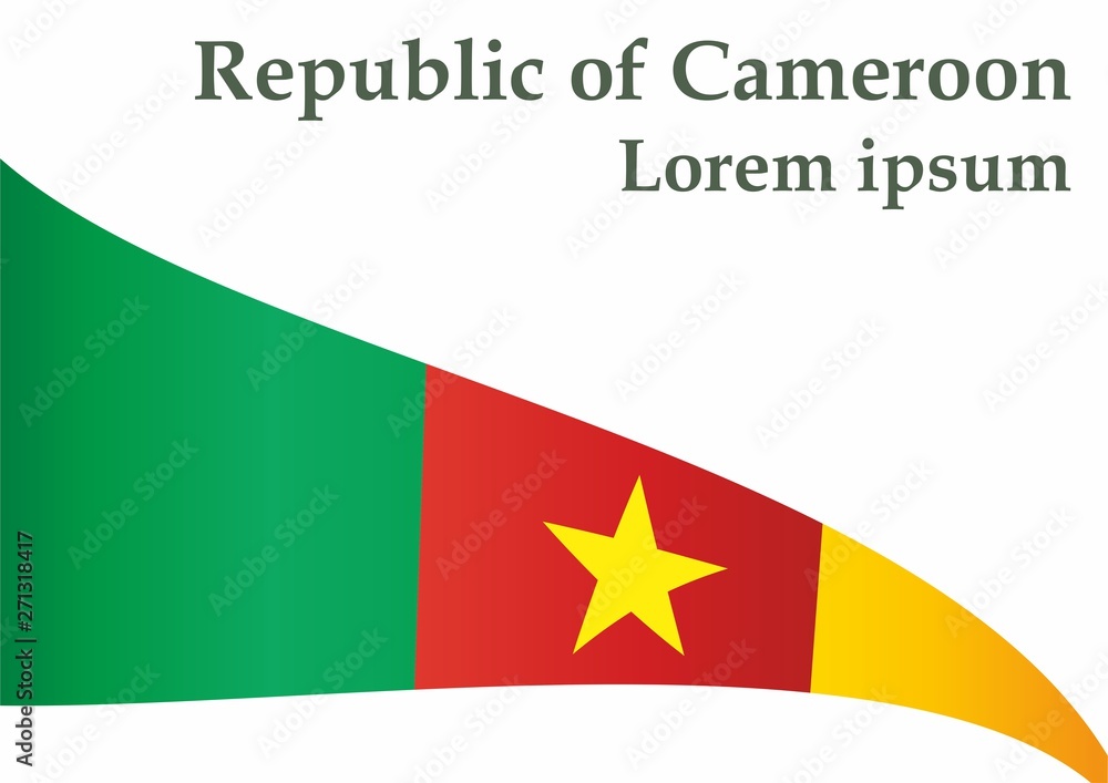 Flag of Cameroon, Republic of Cameroon. Template for award design, an official document with the flag of Cameroon. Bright, colorful vector illustration. Flag of Cameroon, Republic of Cameroon. Template for award design, an official document with the flag of Cameroon. Bright, colorful vector illustration.
