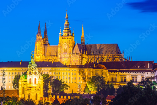 Prague Castle and St. Vitus Cathedral at Night Czech Republic