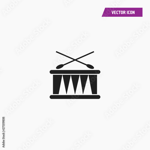 Drum with two sticks icon Illustration. 