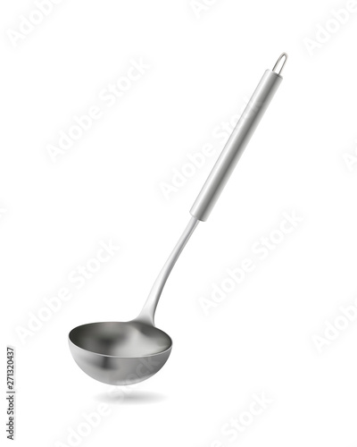 Realistic vector metal ladle on white