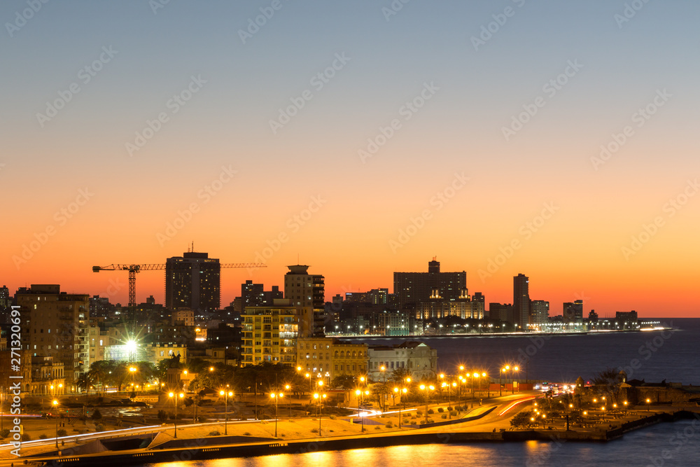 Beautiful night view over Habana, Cuba