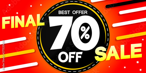 Final Sale   70  off  horizontal poster design template  special offer  discount web banner  end of season  vector illustration