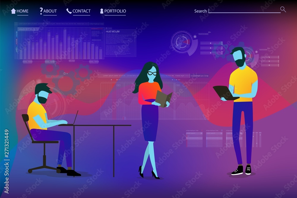 Landing Page Template with Analytics Team Workflow. Business People, Male Female Programmers Working with Charts and Graphs. Marketing Research, Analytical Data Collection. Vector Flat Illustration Landing Page Template with Analytics Team Workflow. Business People, Male Female Programmers Working with Charts and Graphs. Marketing Research, Analytical Data Collection. Vector Flat Illustration