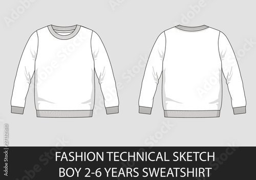 Fashion technical sketch boy 2-6 years sweatshirt
