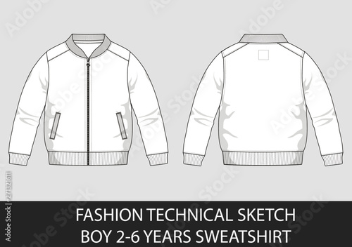 Fashion technical sketch boy 2-6 years sweatshirt