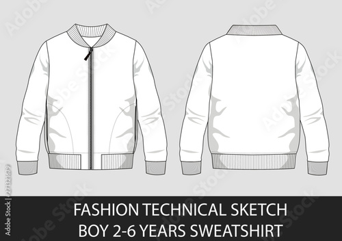 Fashion technical sketch boy 2-6 years sweatshirt