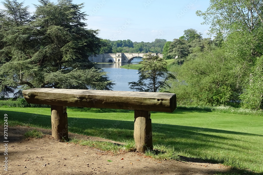Views of the lake, Vanburgh Bridge and parkland at Blenheim Palace - Woodstock, Oxfordshire, England, UK Views of the lake, Vanburgh Bridge and parkland at Blenheim Palace - Woodstock, Oxfordshire, England, UK