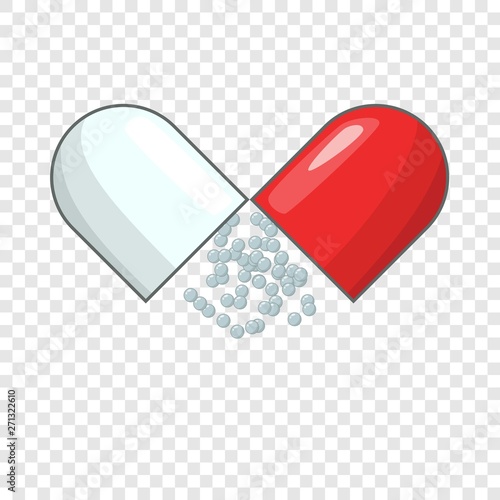 Open capsule pill icon. Cartoon illustration of open capsule pill vector icon for web design