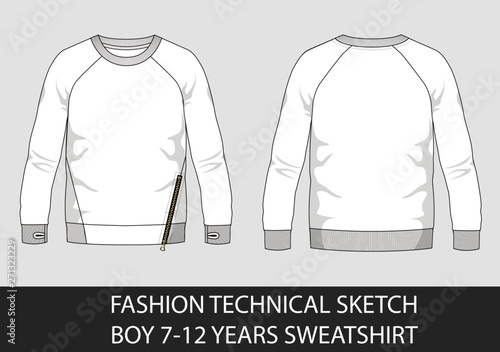 Fashion technical sketch for boy 7-12 years sweatshirt