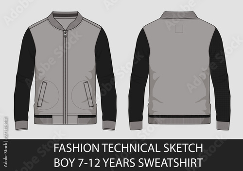 Fashion technical sketch for boy 7-12 years sweatshirt
