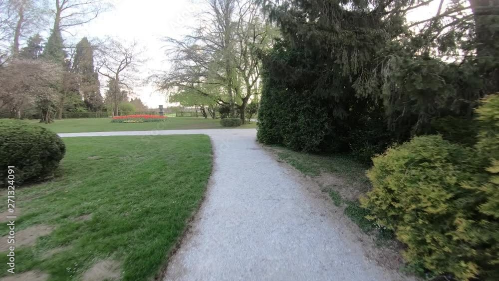 Forward moving view of an arboretum park with lots of greenery and plant species. Forward moving view of an arboretum park with lots of greenery and plant species.