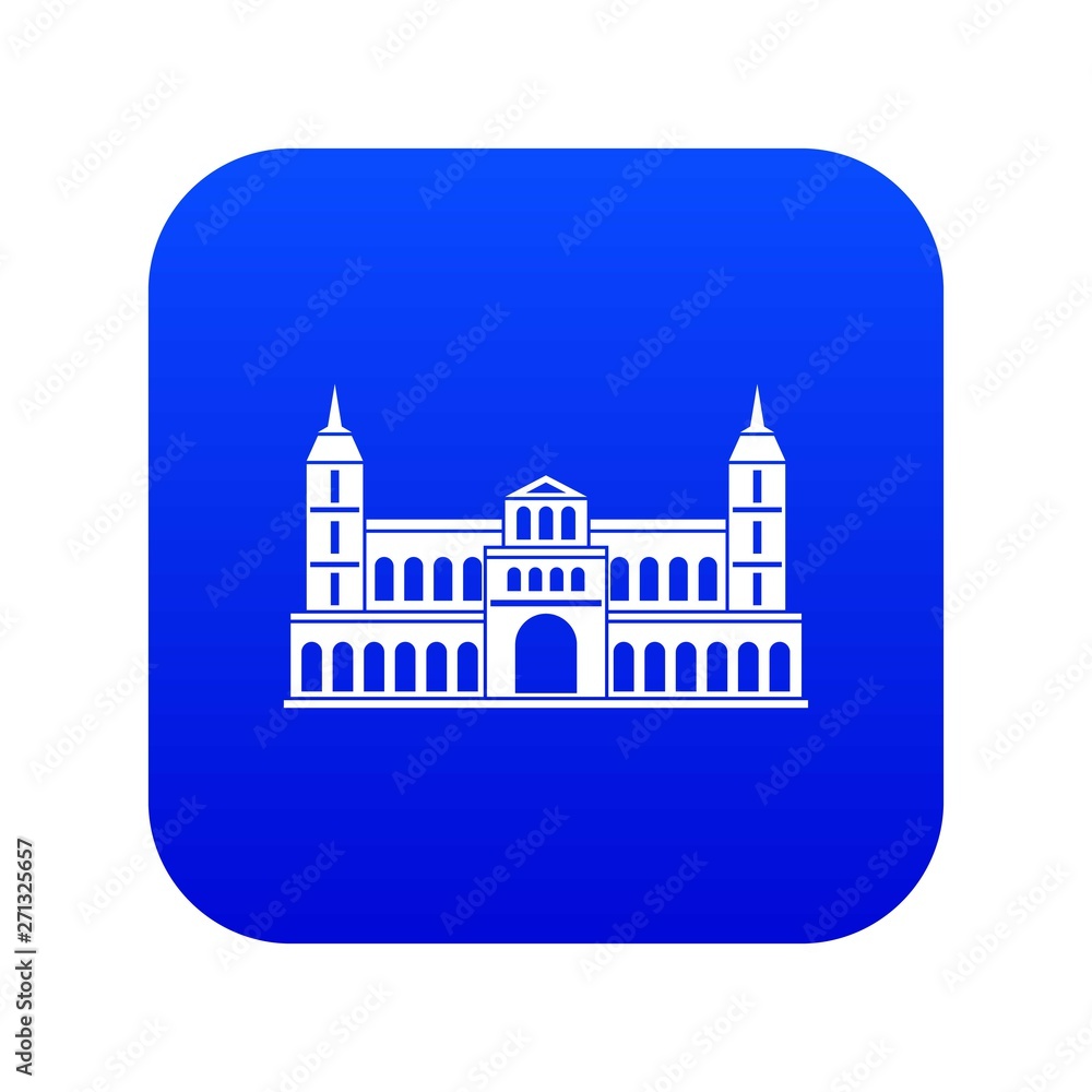 Castle icon digital blue for any design isolated on white vector illustration