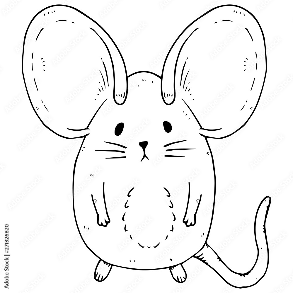 Mouse icon. Vector illustration of a cute little mouse with big ears. Hand  drawn cartoon mouse. Stock Vector | Adobe Stock