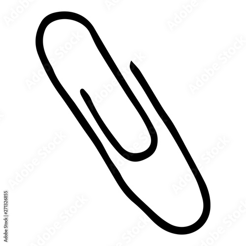 Clip icon. Vector illustration of paperclip. Hand drawn metal or plastic paper clip.
