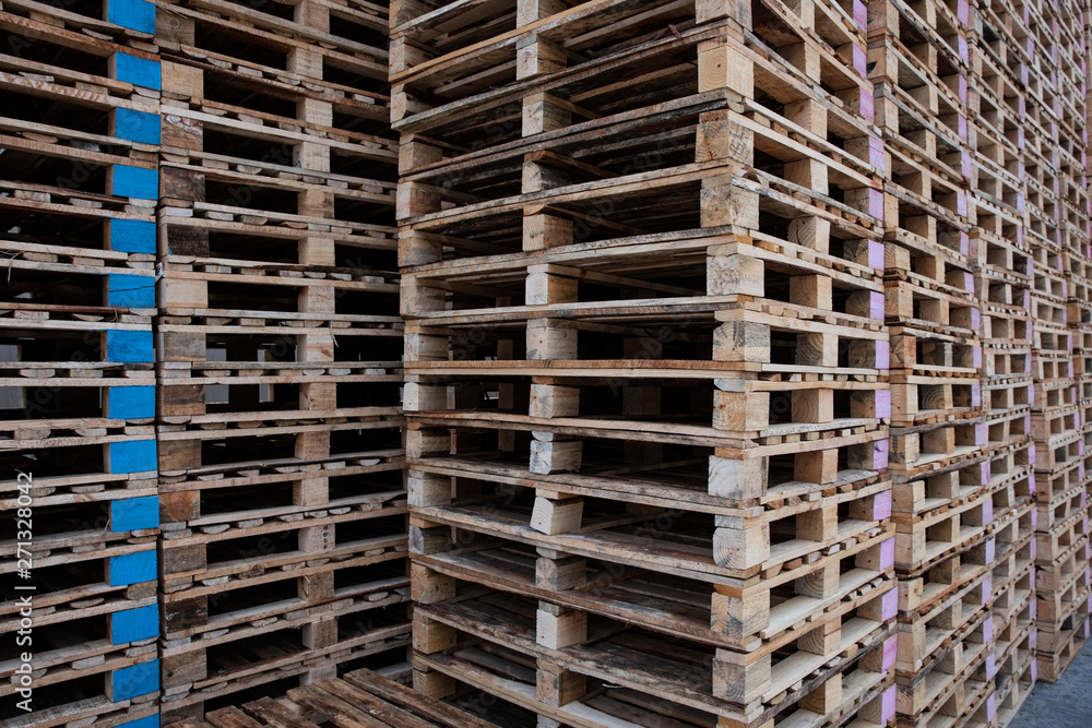 Stacks of pallets on factory yard Stacks of pallets on factory yard