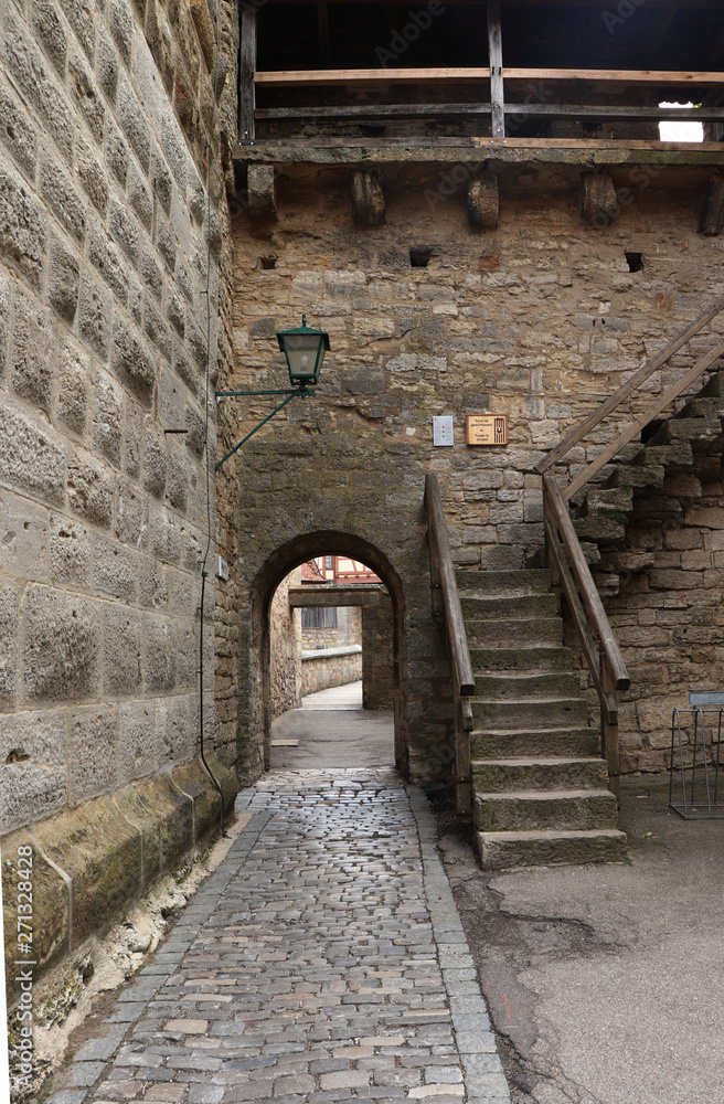 Steps leading up to the top of the wall in Rothenburg ob der Tauber