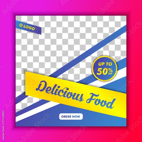 Delicious Food Restaurant Social Media Banner Template Vector suitable for feed  promotion  post  presentation  brochure   poster